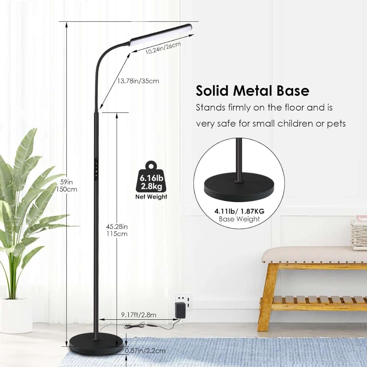 Dimunt LED Floor Lamp, Bright 15W Floor Lamp