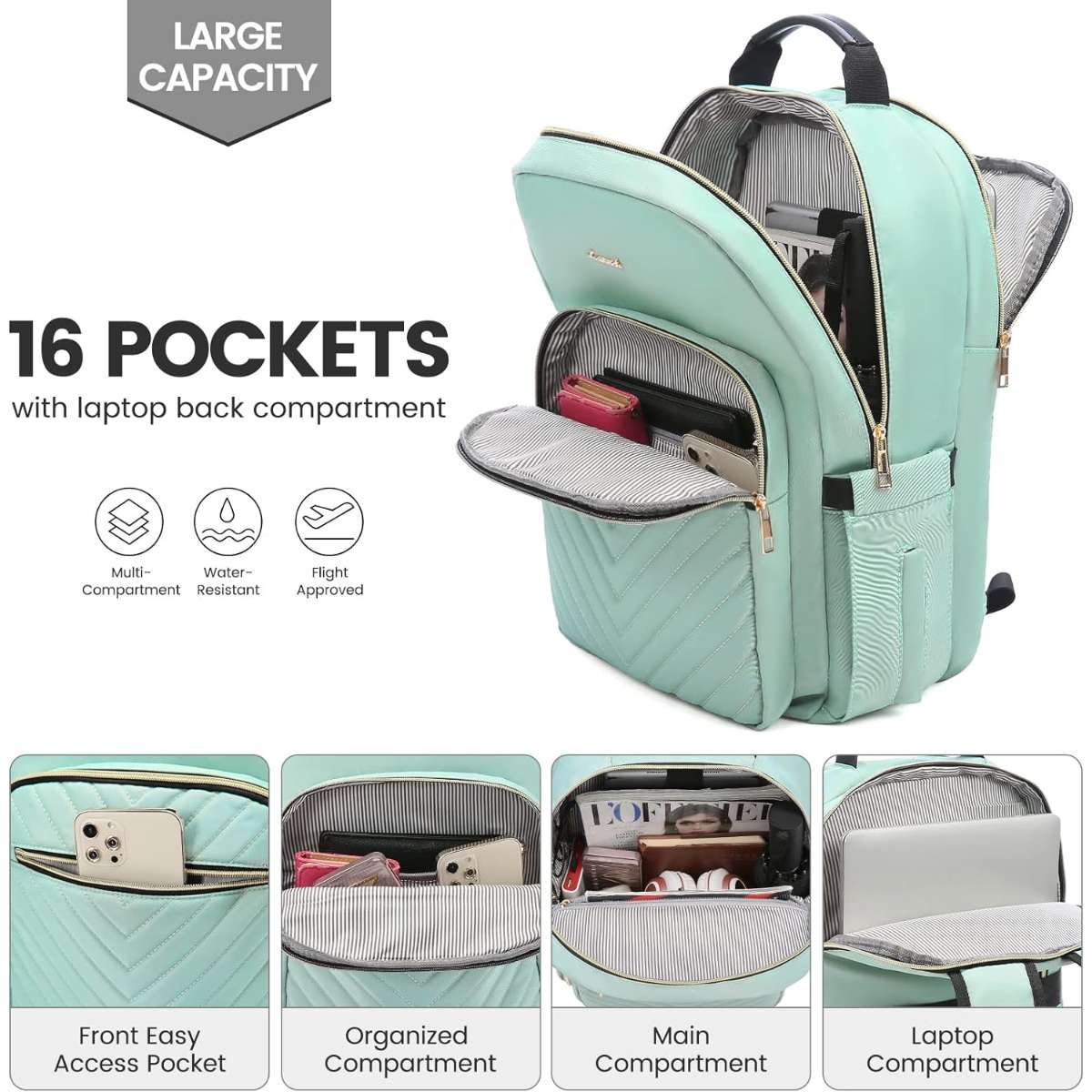 Canvas tote bag waterproof nylon multi-pocket shoulder bag