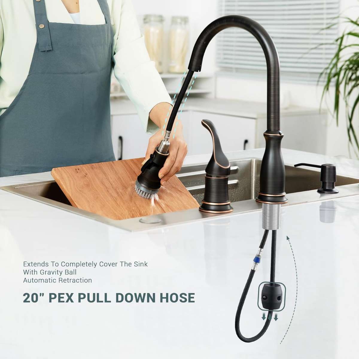 APPASO 3-HOLE KITCHEN FAUCET, ZINC ALLOY
