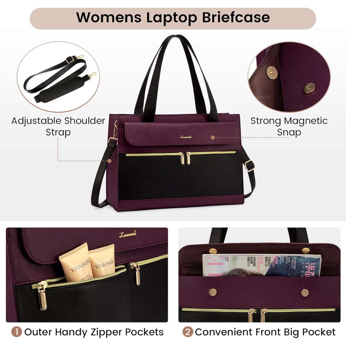 LOVEVOOK Women's Laptop Bag 15.6 inches