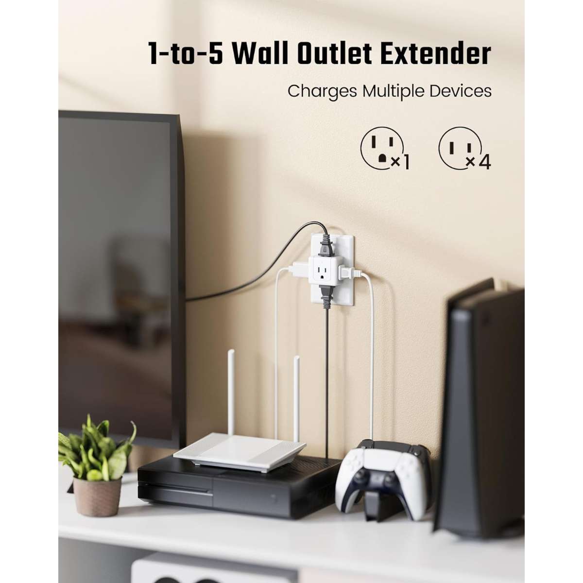 SUPERDANNY【2-Pack】 Multi-Plug Socket Extender, White