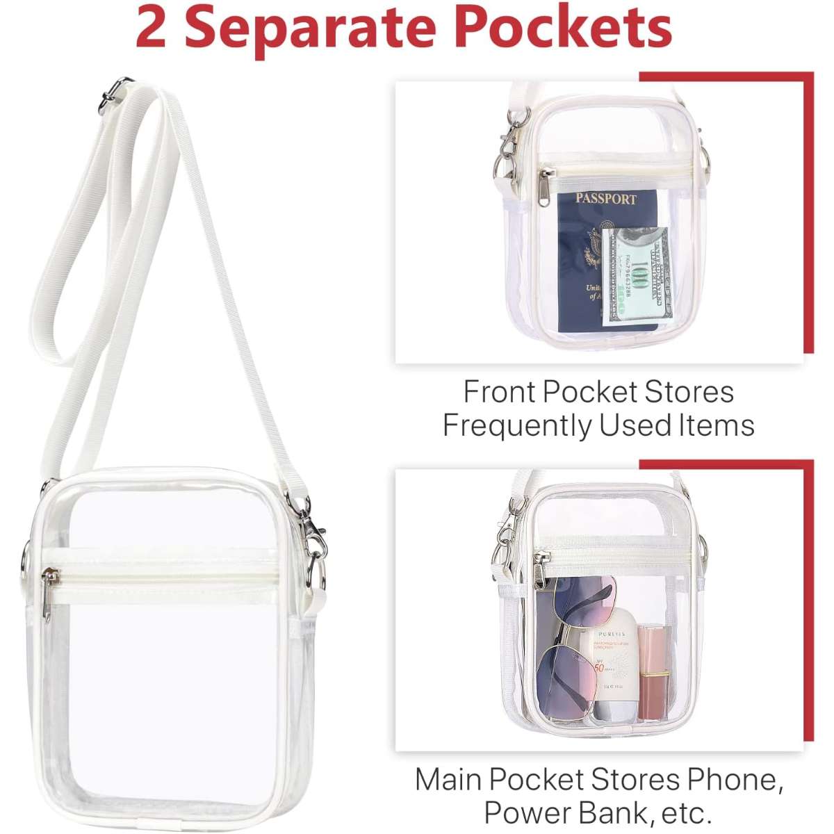 PACKISM Clear Bag Stadium Approved - Clear Purses for Women Stadium