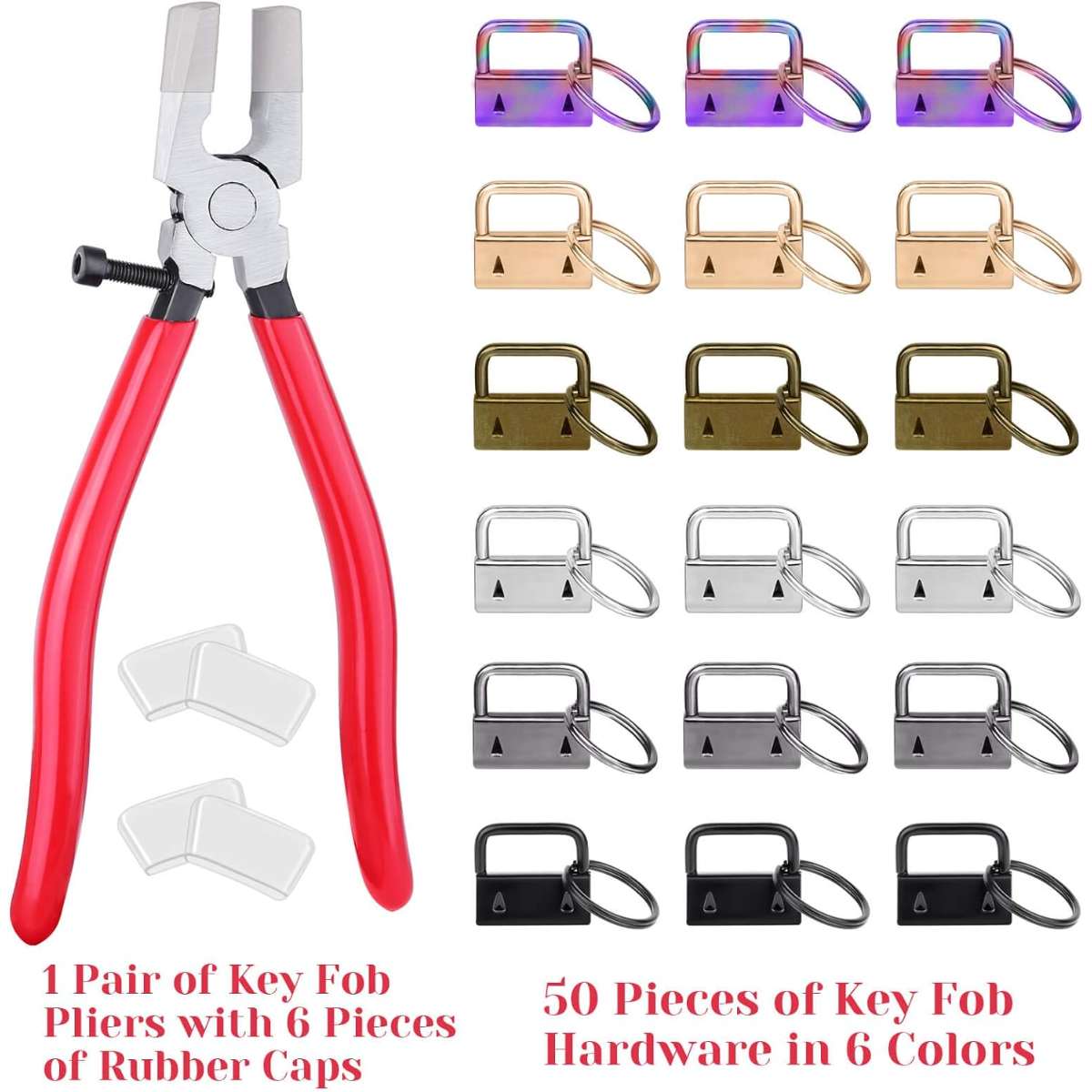 Shynek keychain hardware, 50 pieces of 1" lanyard keychain hardware