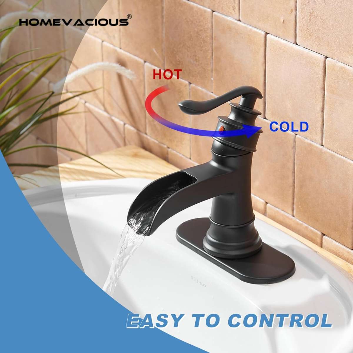 Black bathroom faucet matte waterfall sink faucet