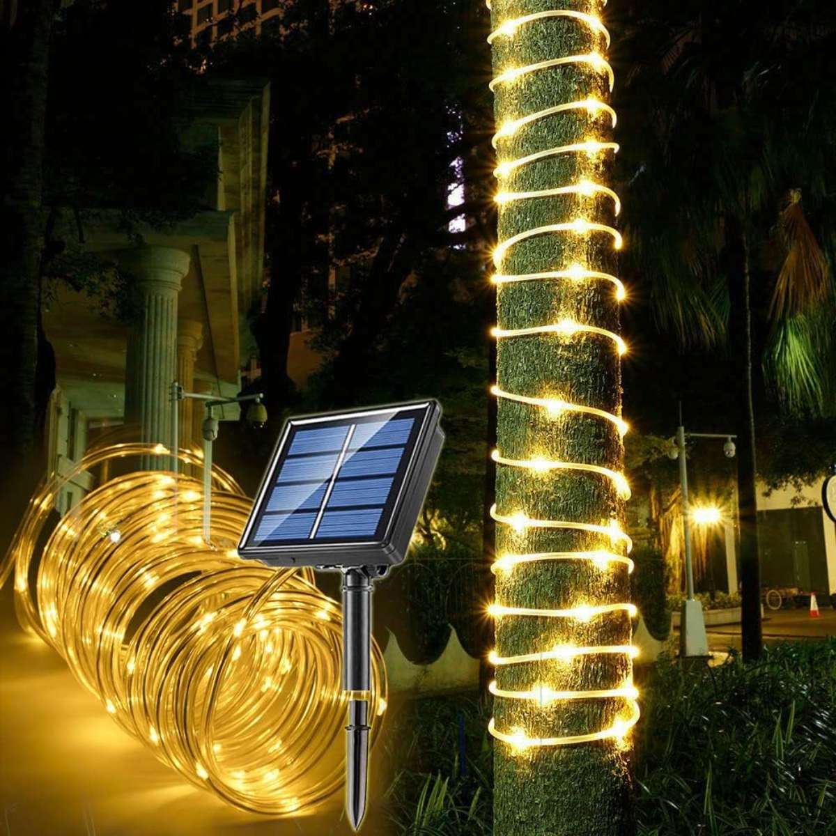 Solar Rope Light Waterproof IP65 39FT 100LEDs Outdoor LED Solar Outdoor Light