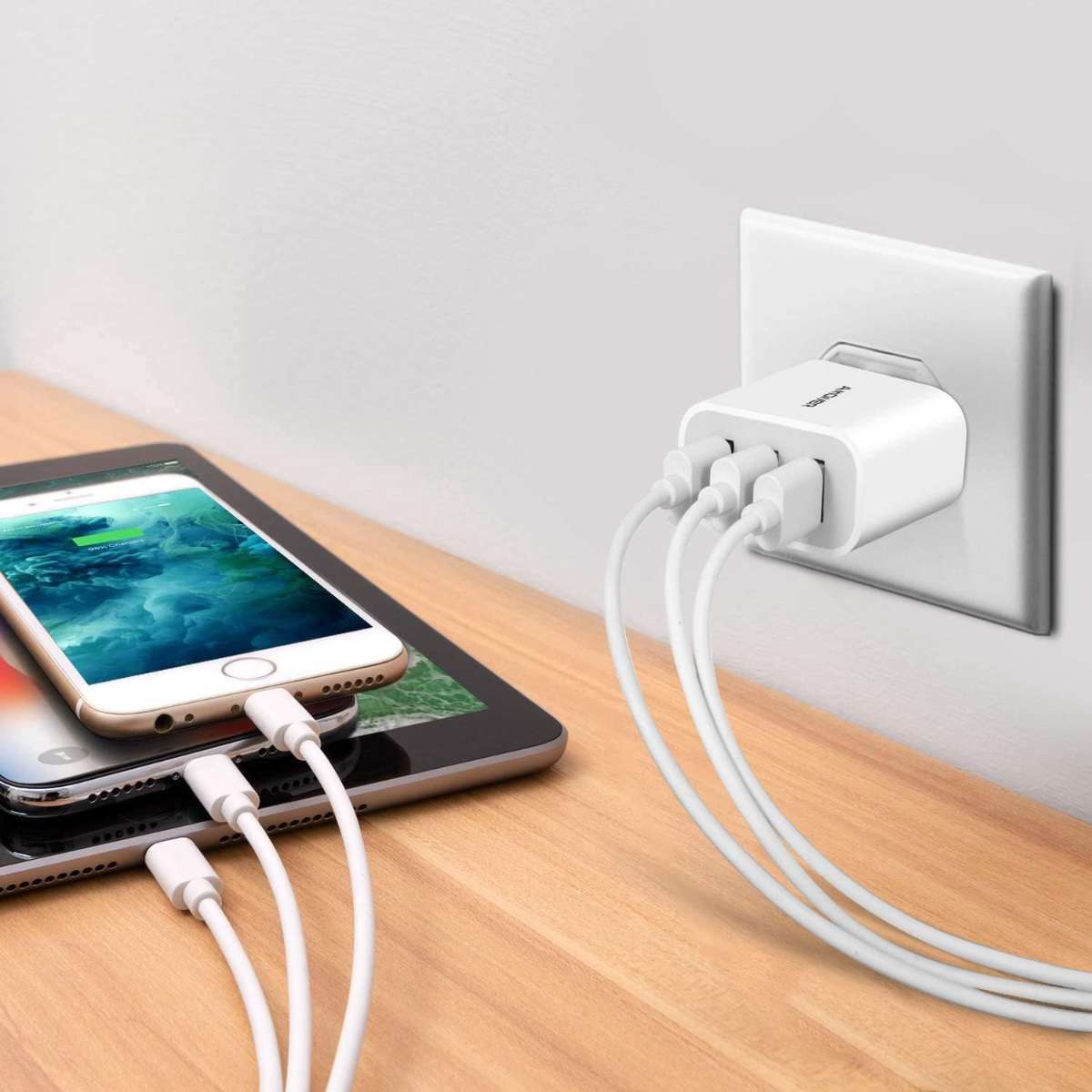 Amoner USB Wall Charger, 2-Pack Upgrade 15W 3-Port USB Charging Block