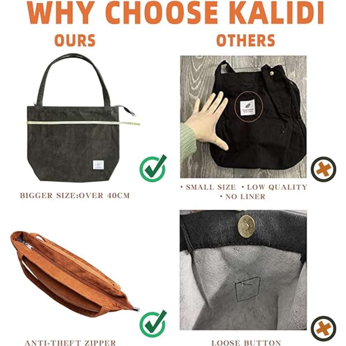 Callidi women's corduroy tote bag