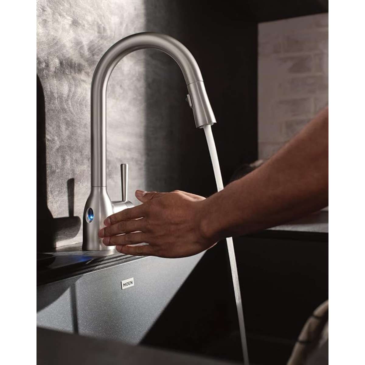 Moen 87233EWSRS Adler Single handle high arc down kitchen faucet