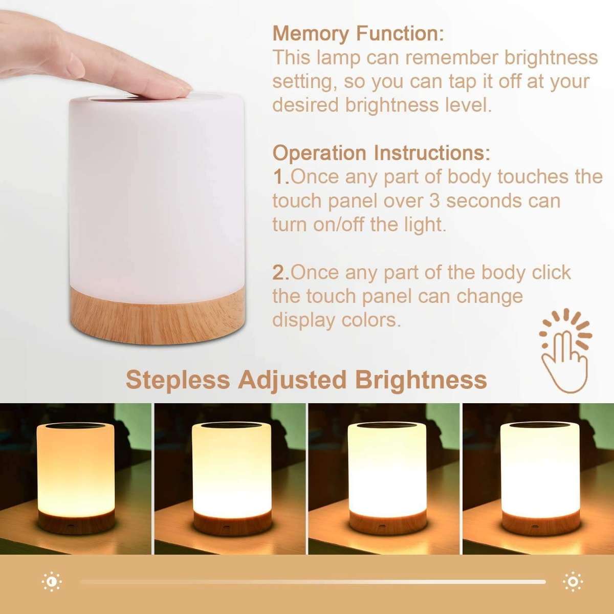 Nightlight, bedroom touch light