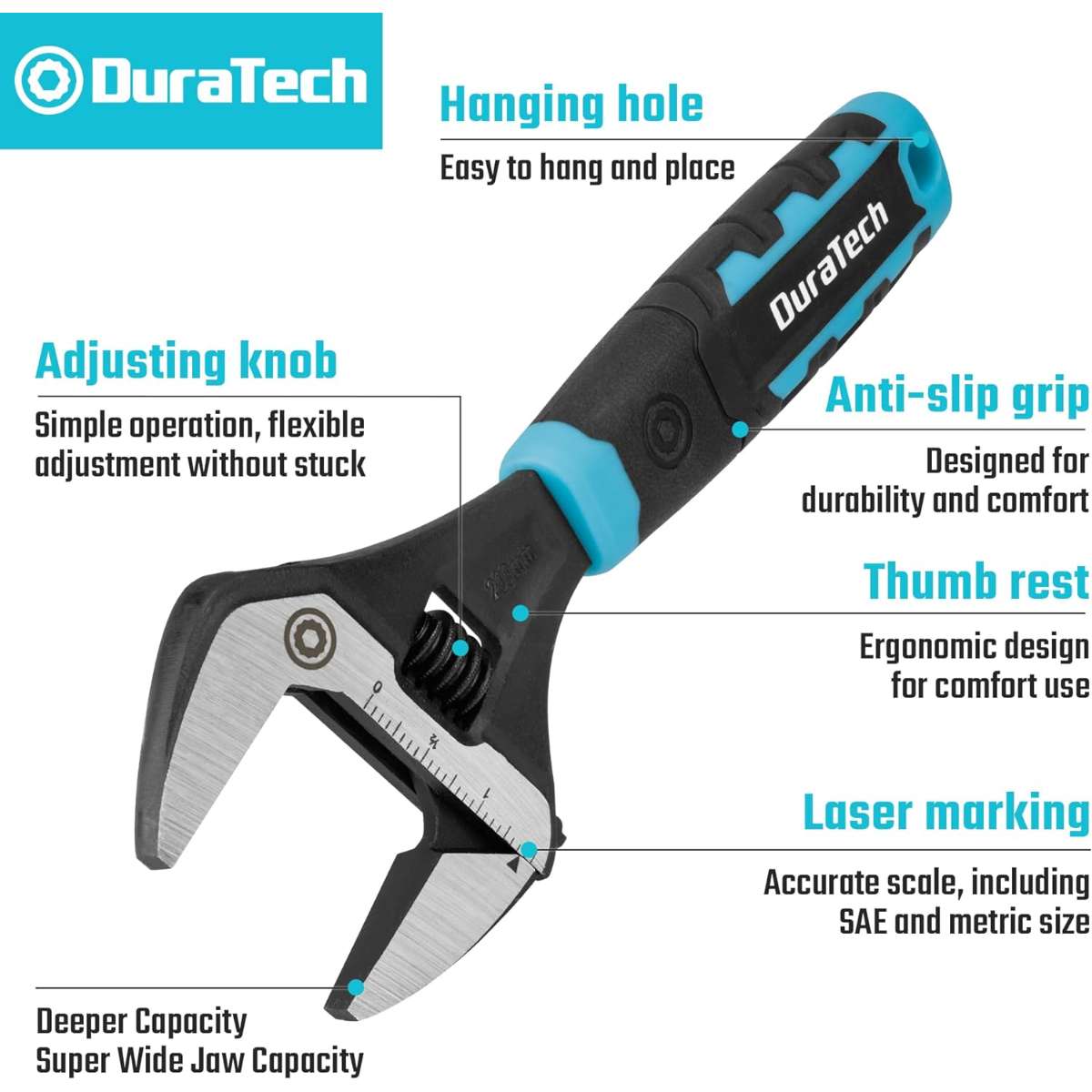 DURATECH 8 Inch Adjustable Wrench