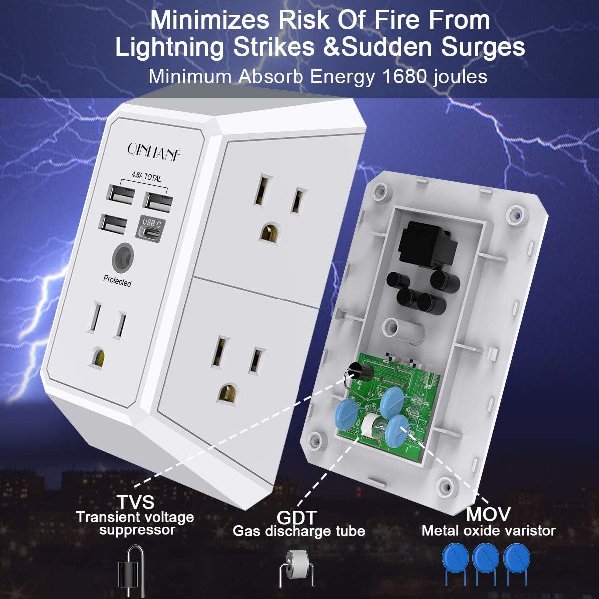 Wall Charger, Surge Protector (3U1C)
