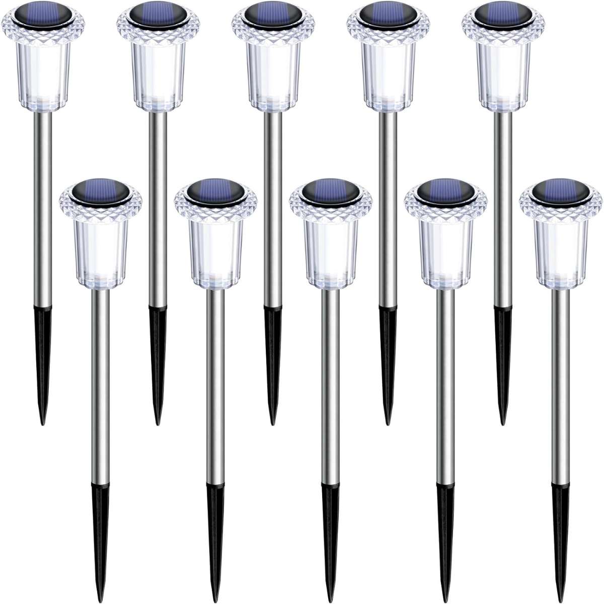Solar Path Light 10 Pack Solar Outdoor Light, (Cool White)