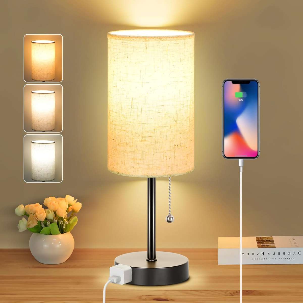 Bedroom Dott Arts table lamp, 3-color bedside lamp with zipper