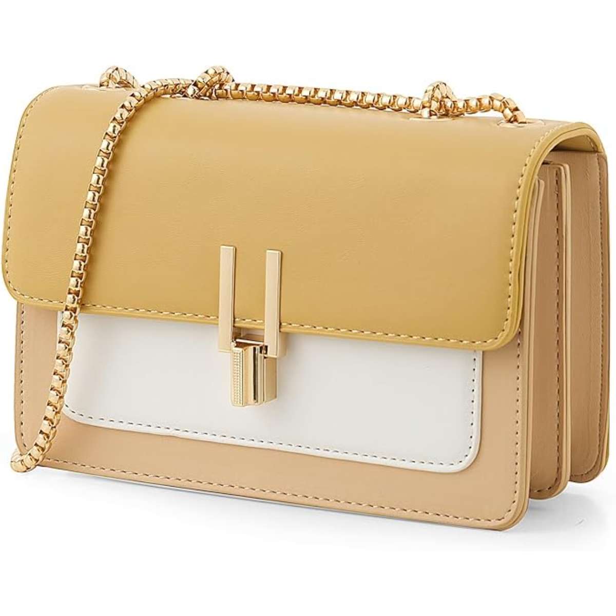 Color-blocked crossbody bag in leather for women