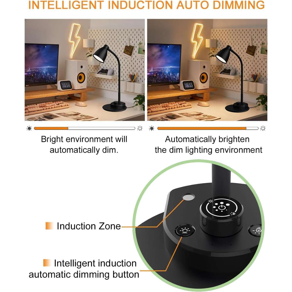 BOHON LED table lamp with USB charging port 3 color modes