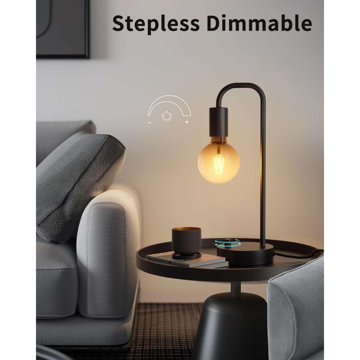 Industrial table lamp in the bedroom (bulb included)