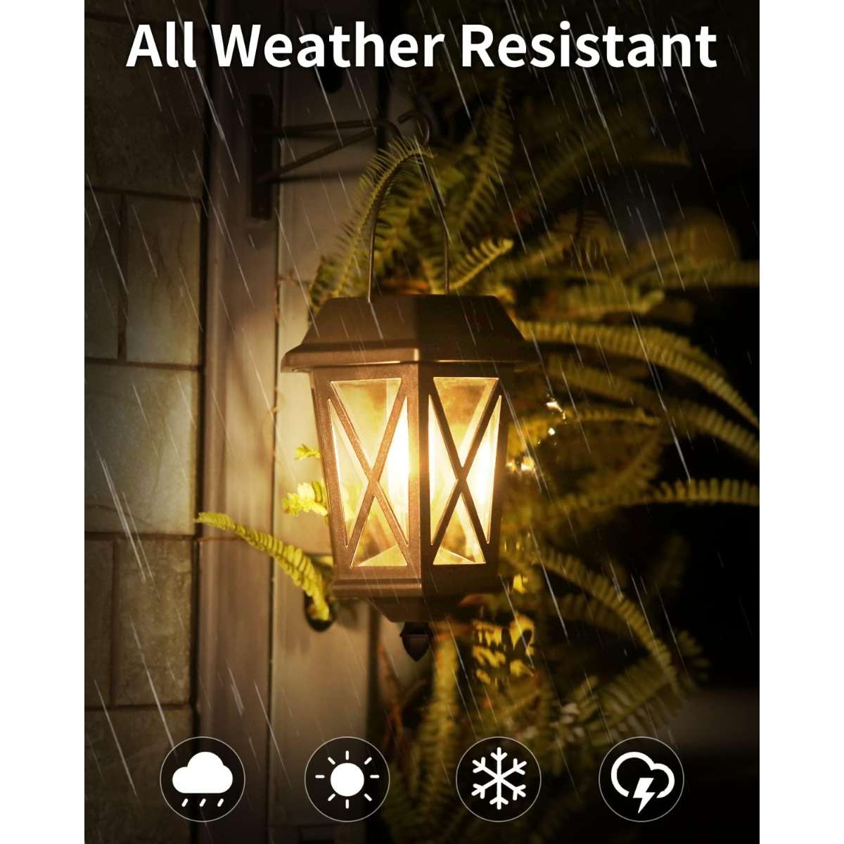 Solar Lantern Outdoor Hanging Solar Lantern, Anti Black - Set of 2