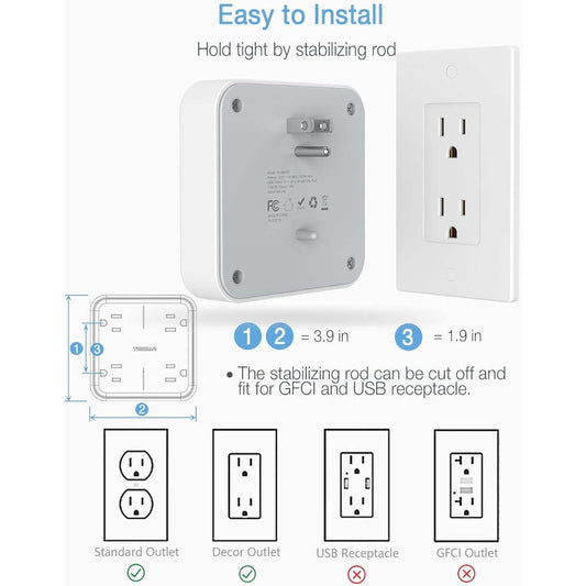 Multi-plug socket extender with USB