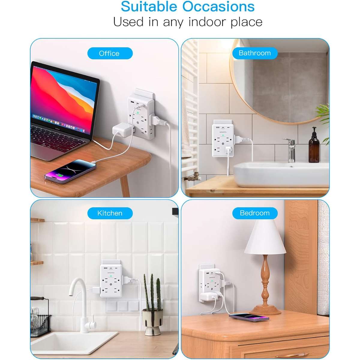 Multi-Plug Socket Extender with USB C Port, ETL Listing