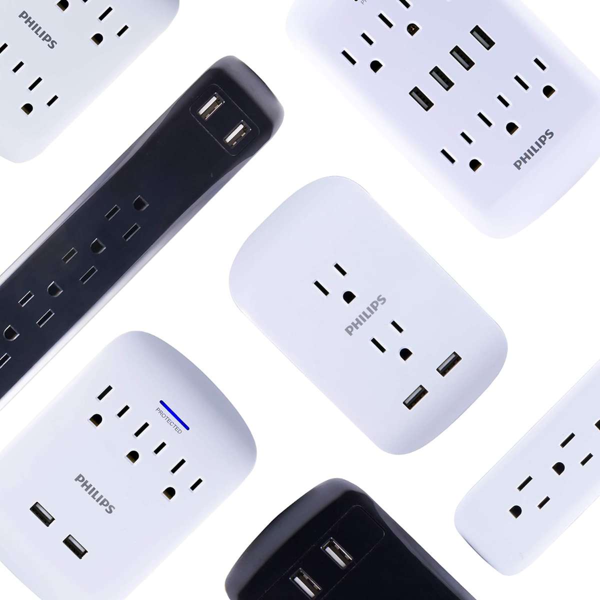 Philips 6 Socket Extender, Ground Wall Tap, White, SPS1460WA/37