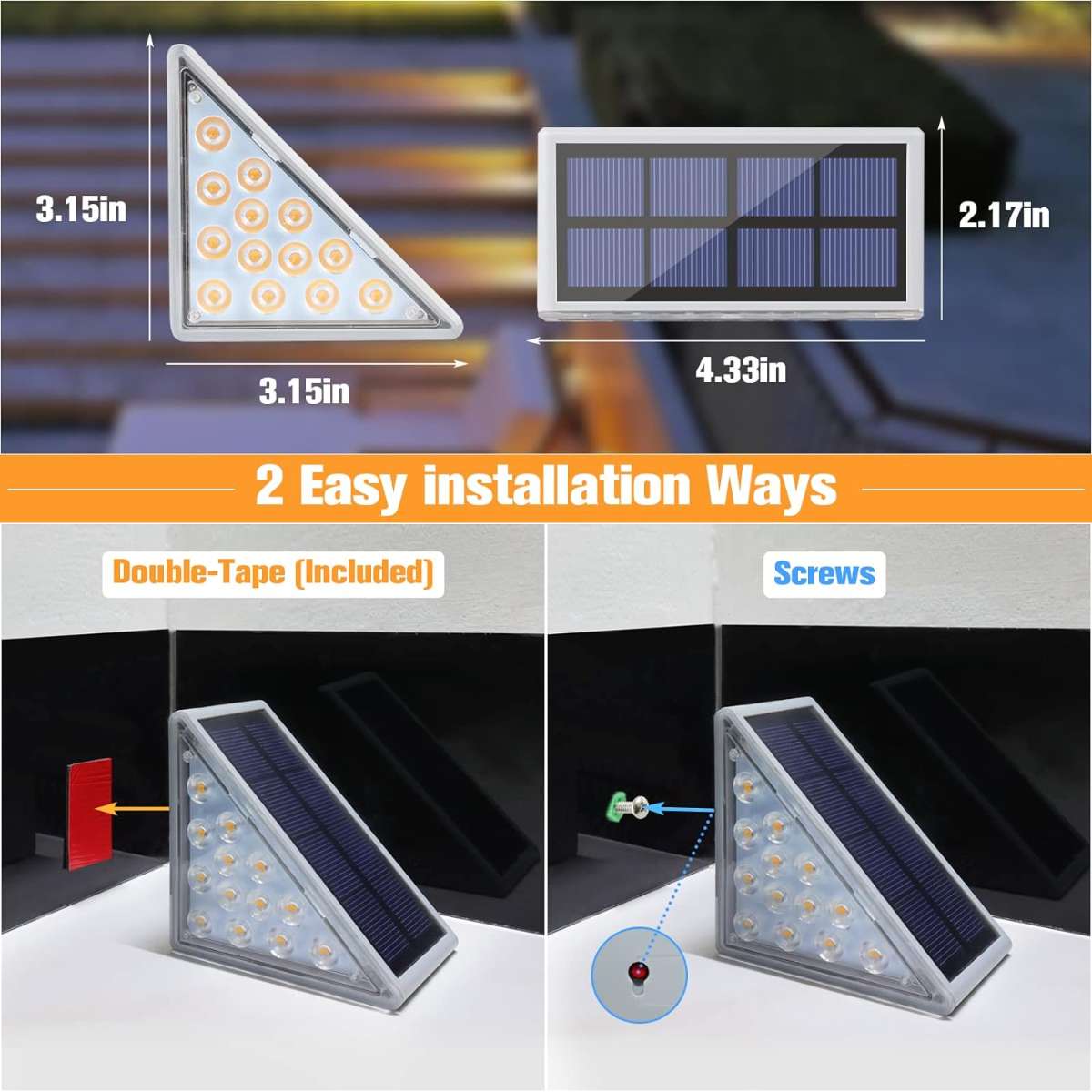 VOLISUN Solar Stairlight 6-Pack, (Warm White)