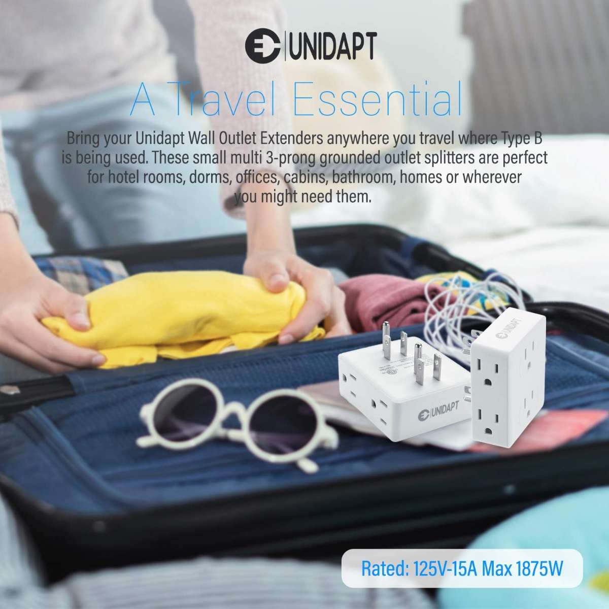 3-socket USB wall multi-plug socket splitter with 3-way splitter