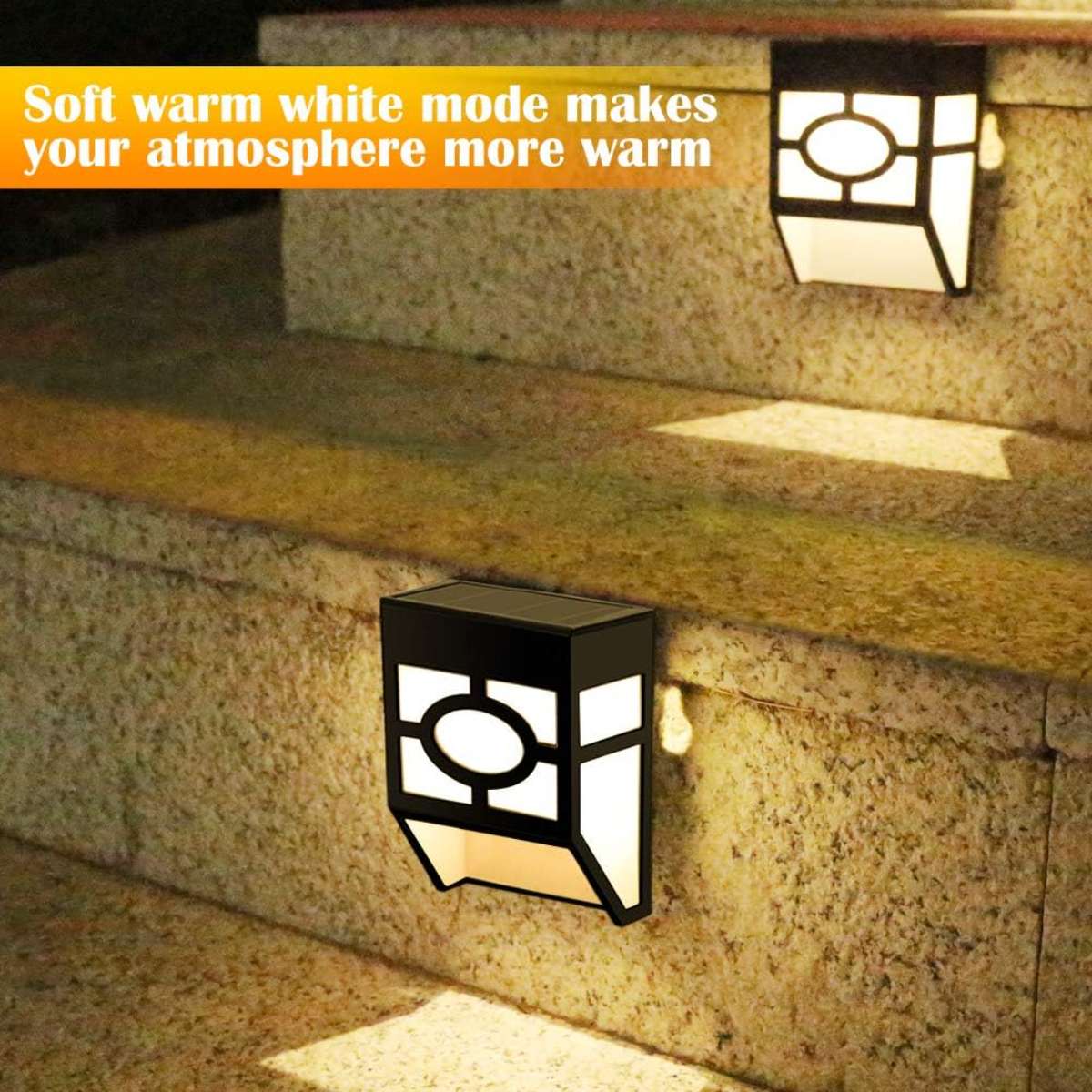Greluna Solar Wall Lights Outdoor, 2 Modes Solar Led Waterproof Lighting for Deck, Fence, Patio, Front Door, Stair, Landscape, Yard and Driveway Path,Warm White/Color Changing,Pack of 8