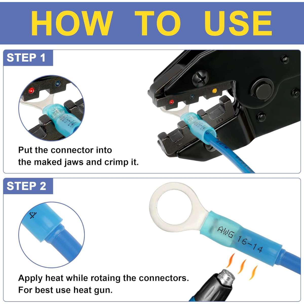 Haisstronica crimping tools for heat shrink connectors