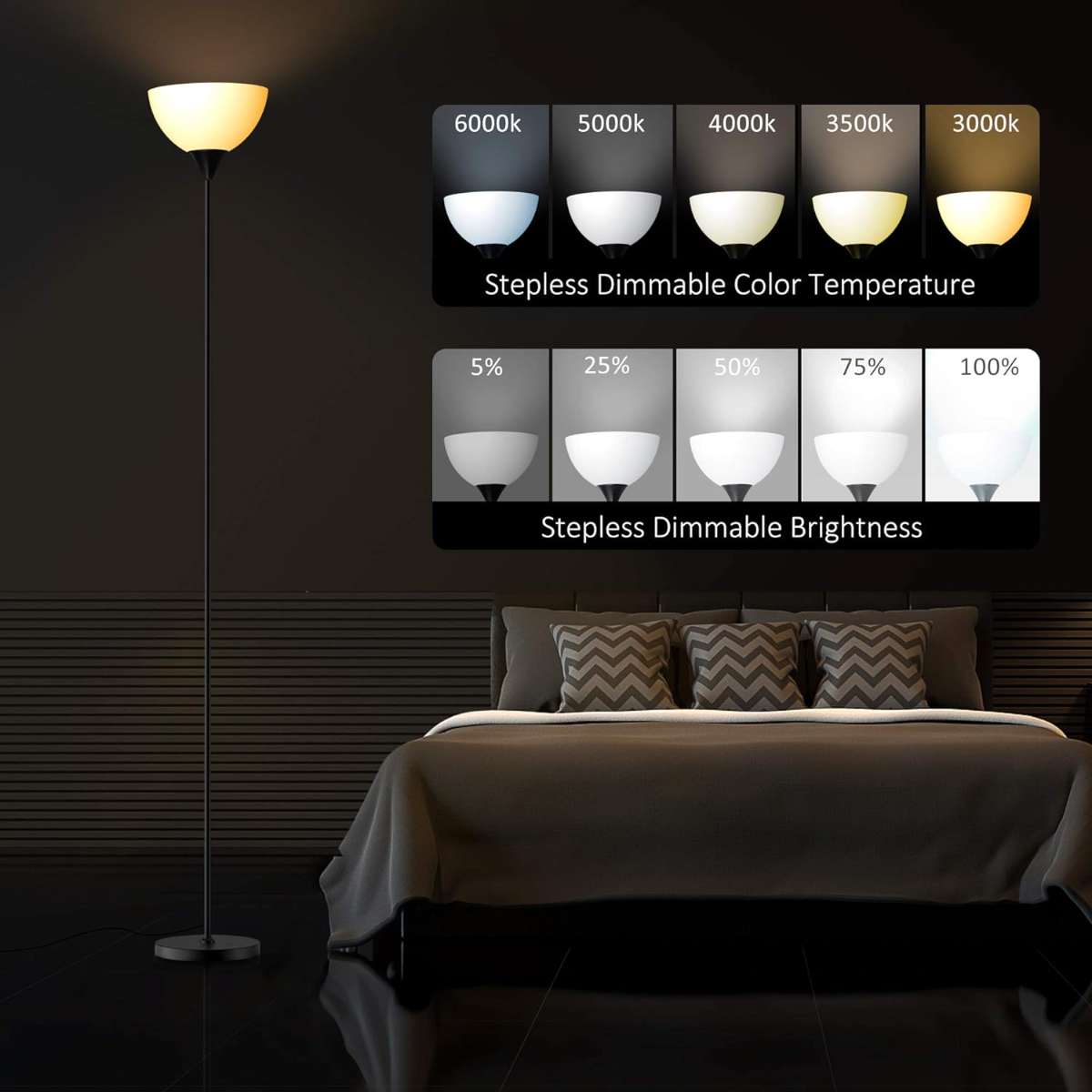 Paisley Floor Lamp, (Matte Black)