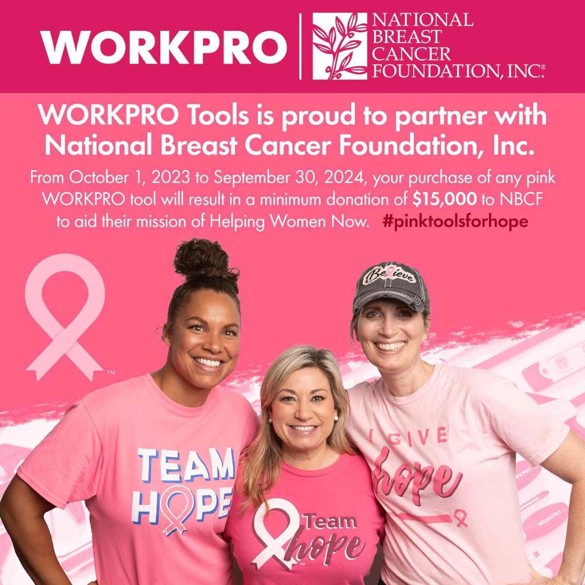WORKPRO Pink Household Tool Set with Drill Bit-Pink Ribbon