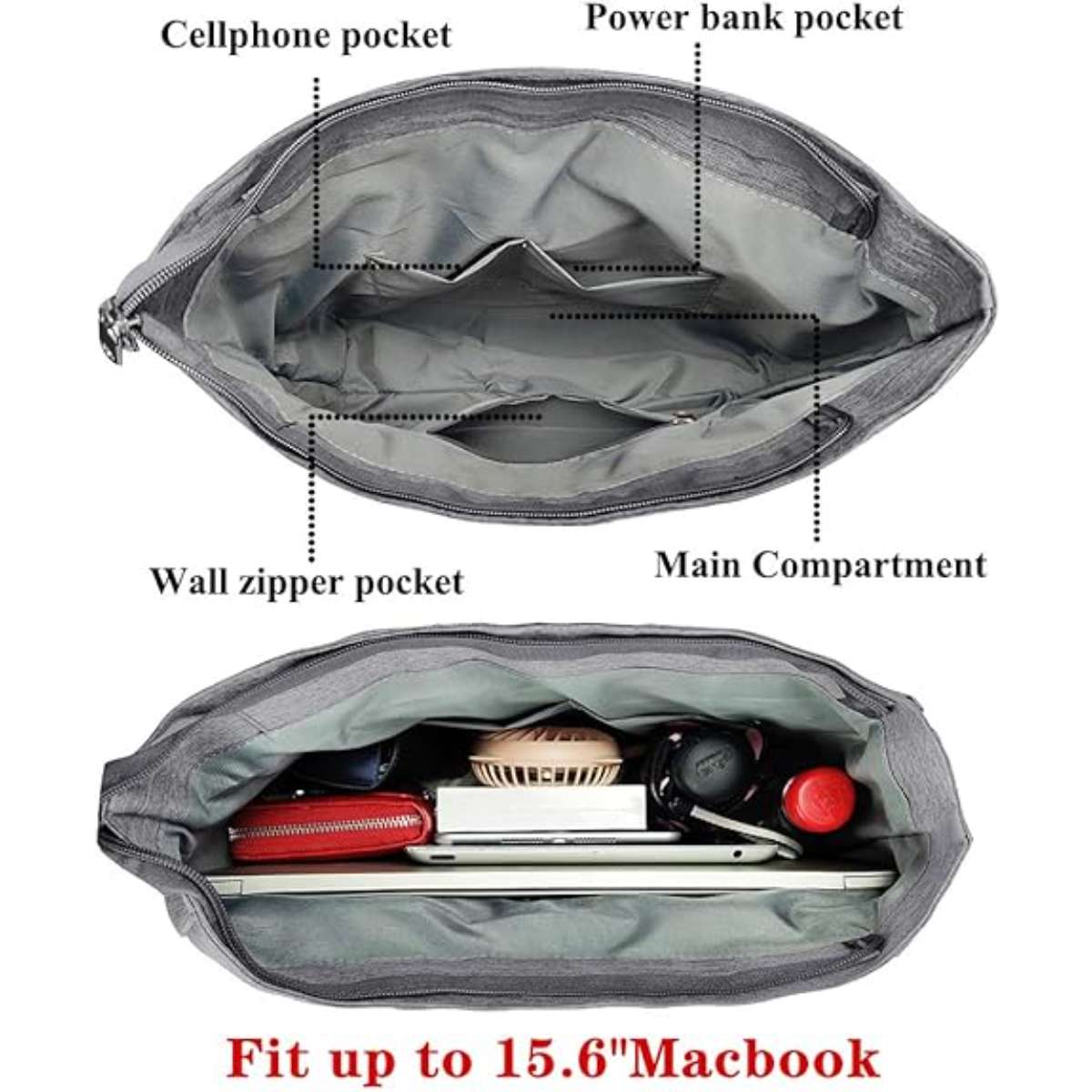 Canvas tote bag waterproof nylon multi-pocket shoulder bag
