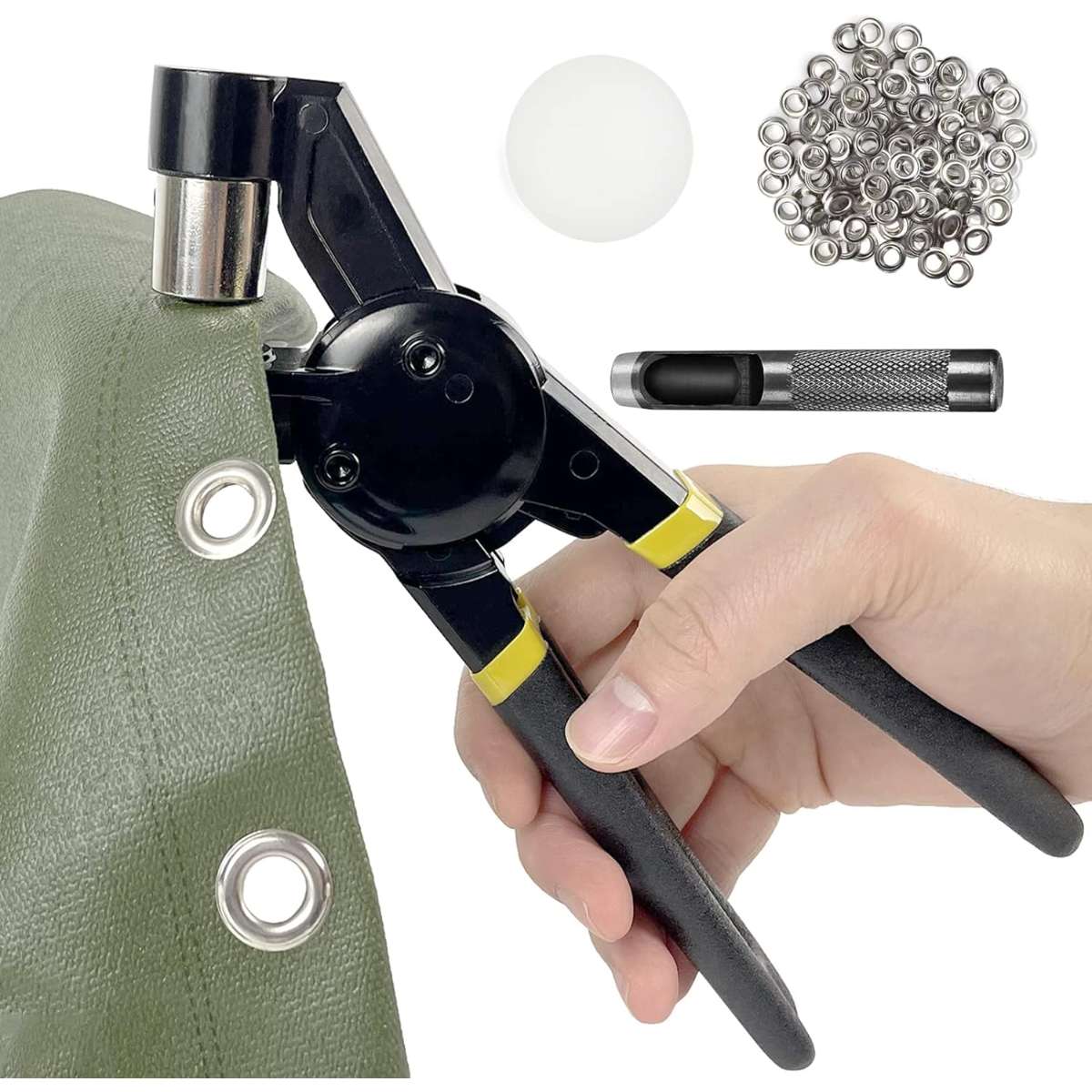 3/8 inch Hand Held Eyelet Kit Hand Grommet Press with 500 x 10mm Grommets