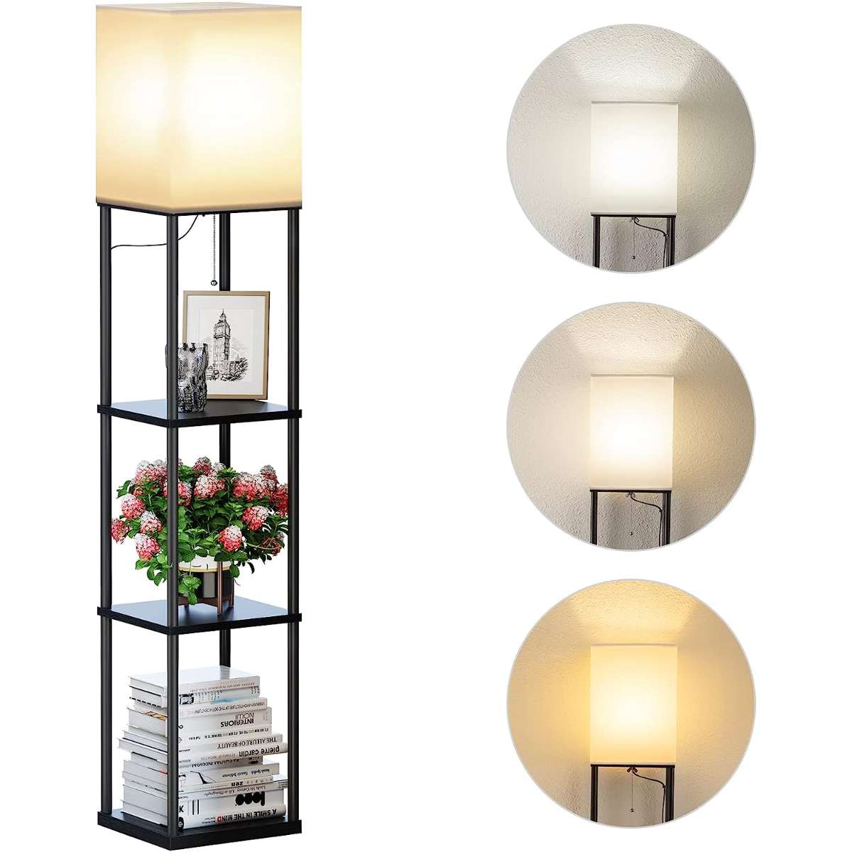 SUNMORY Floor Light with Shelf (Black)
