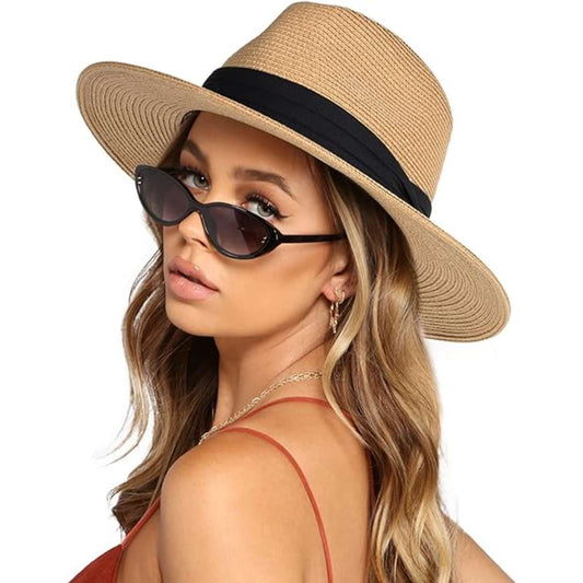 Fortark women's wide-brimmed straw hat Panama hat