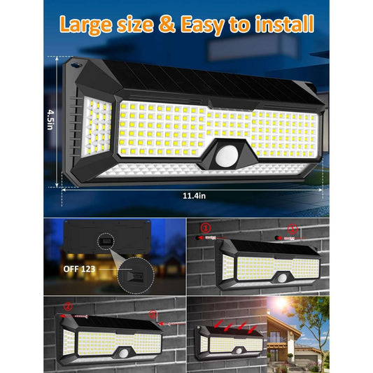 Solar Outdoor Light - 4000Lm 268 LED Motion Sensor Light Outdoor (2pcs)