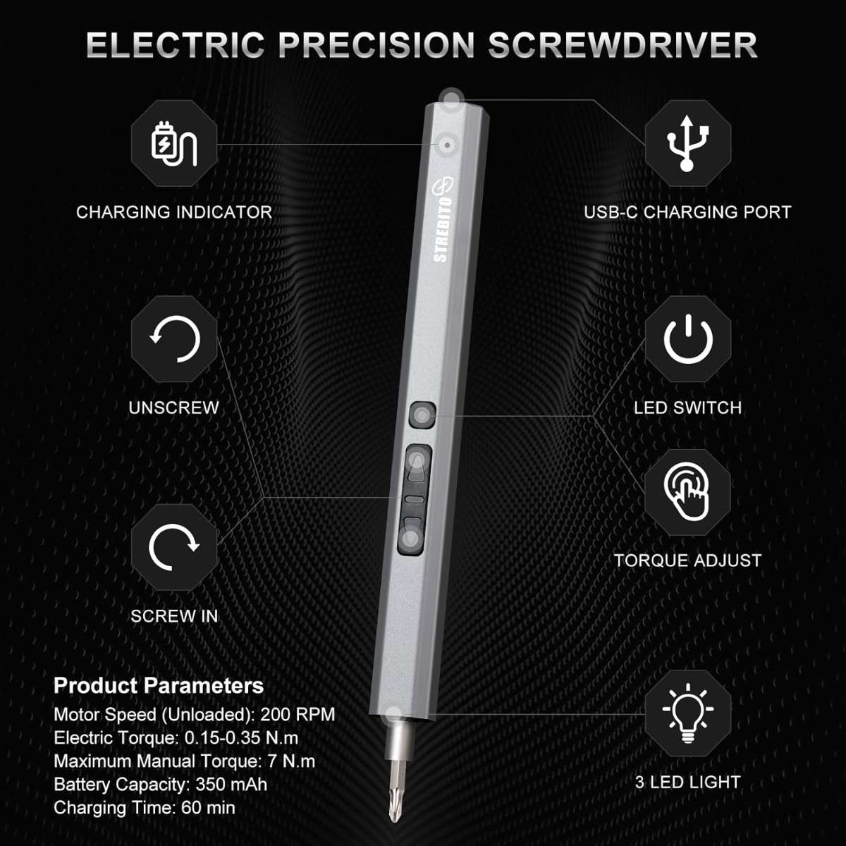 STREBITO Mini Electric Screwdriver Set 144 pcs