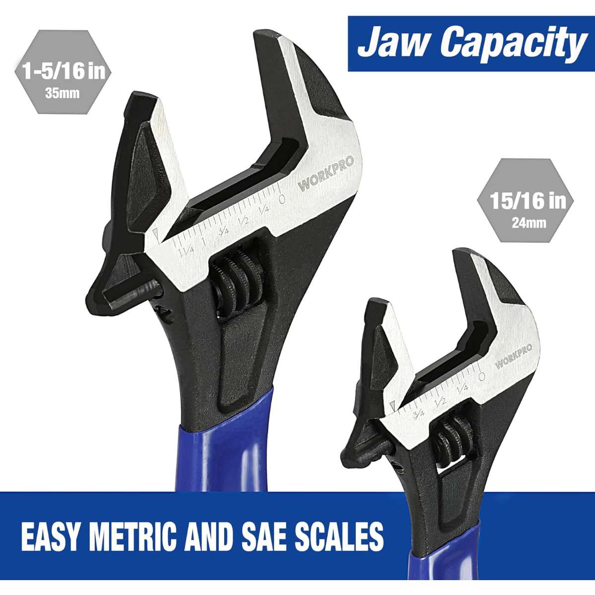 WORKPRO 2-PIECE ADJUSTABLE WRENCH SET