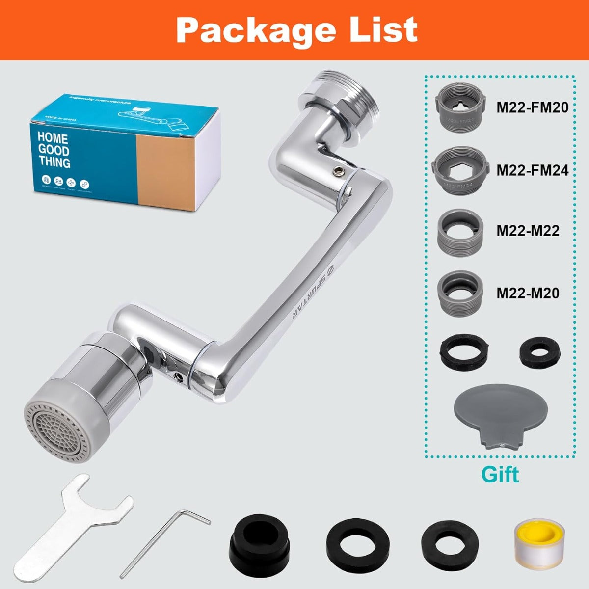 sptar 1440° faucet expander, bathroom sink, 2 outlet modes