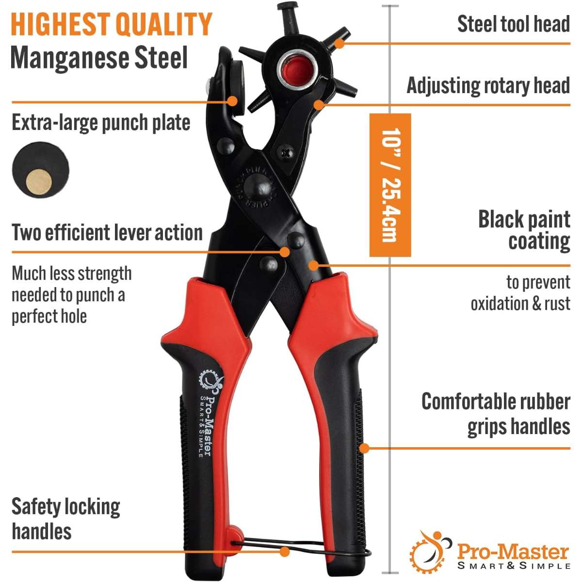 Professional leather punching tool for belts, straps, handbag straps, etc