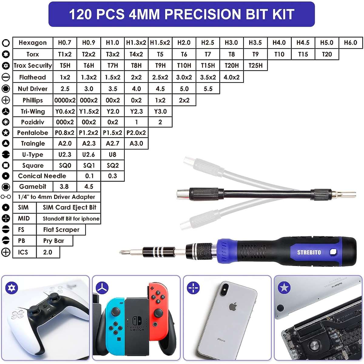 STREBITO Precision Screwdriver Set of 191 Multi-Position Screwdrivers