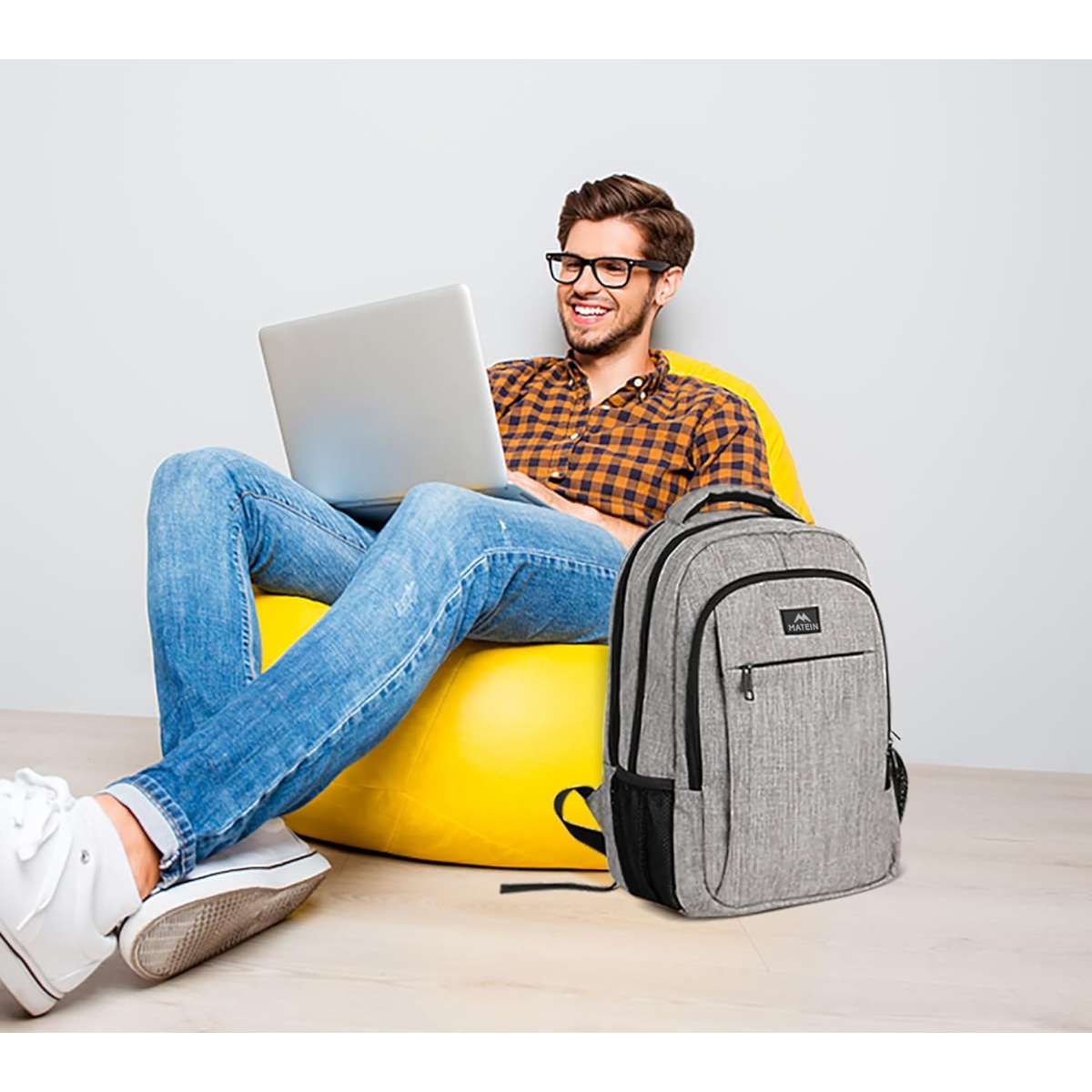 MATEIN TRAVEL LAPTOP BACKPACK, GREY