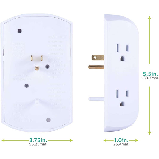 Philips 6 Socket Extender, Ground Wall Tap, White, SPS1460WA/37