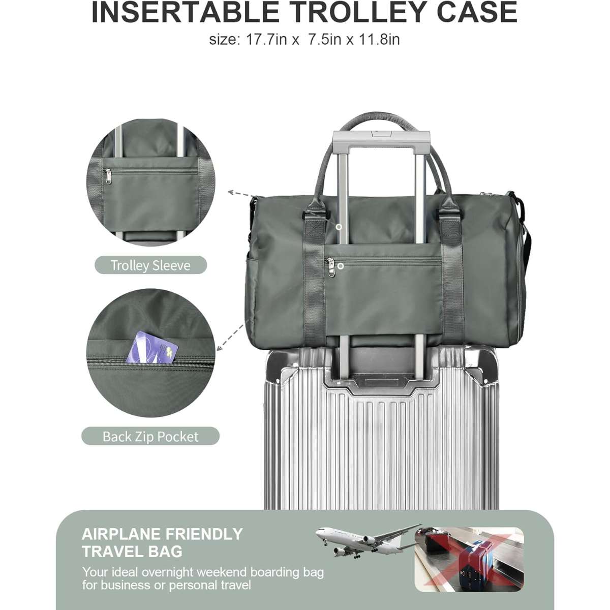 Women's men's duffle bag with shoe compartment and wet pockets