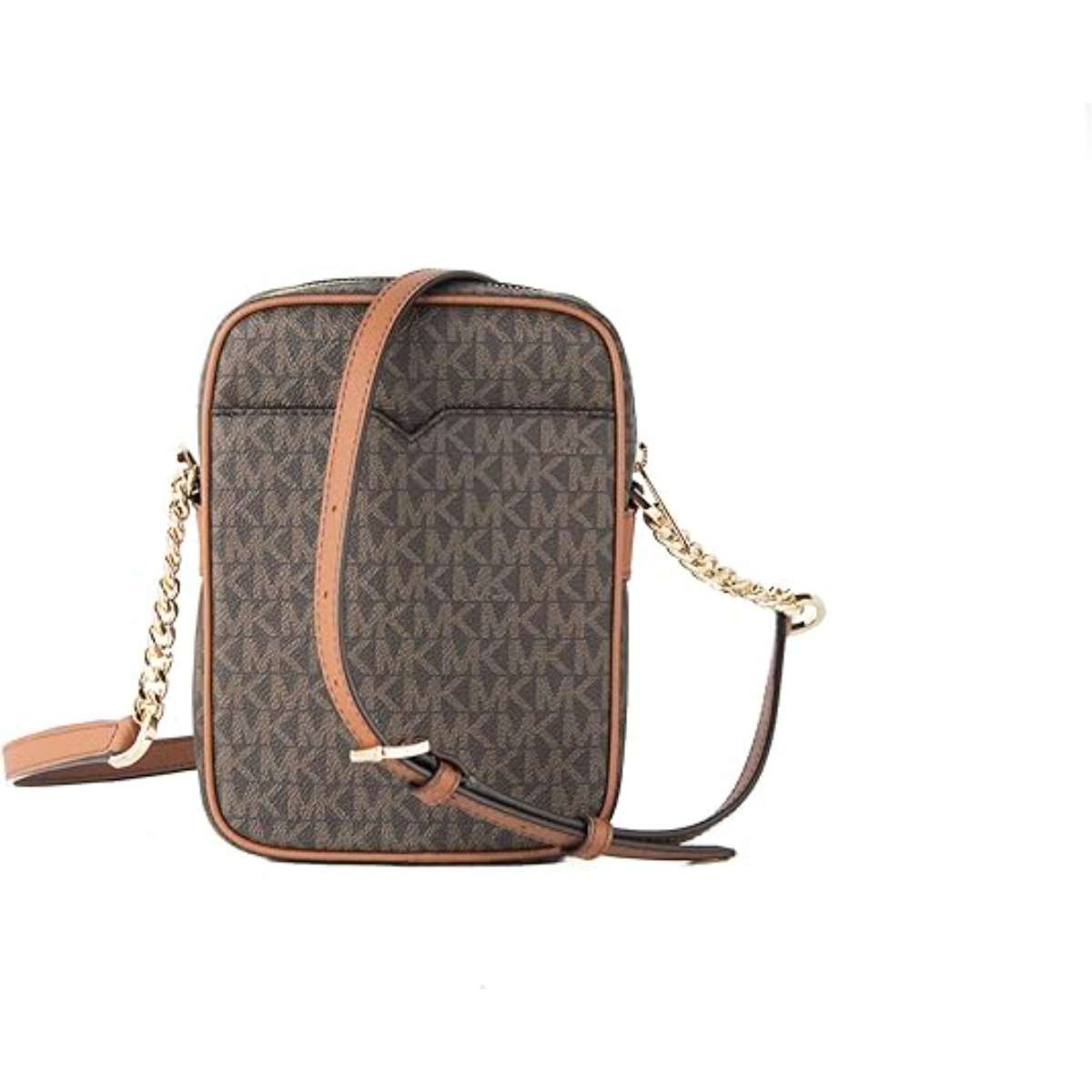 Michael Kors Jet Set Travel Signature PVC Medium Logo Chain Crossbody Flight Bag