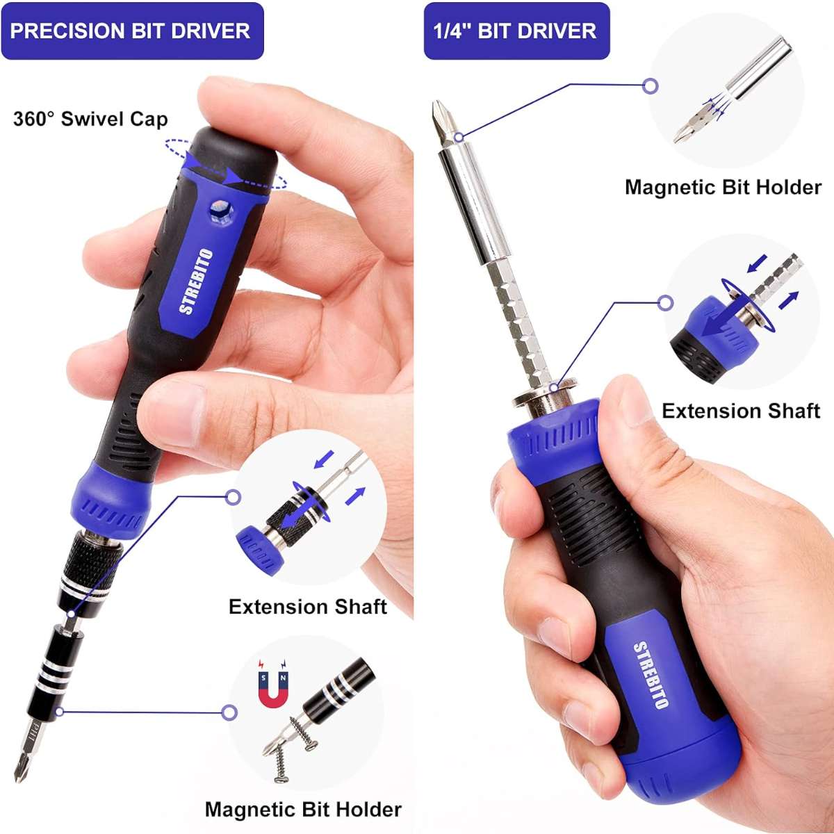 STREBITO Precision Screwdriver Set of 191 Multi-Position Screwdrivers