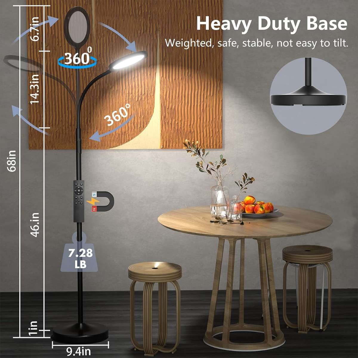 Floor lamp, super bright dimmable LED light in the living room