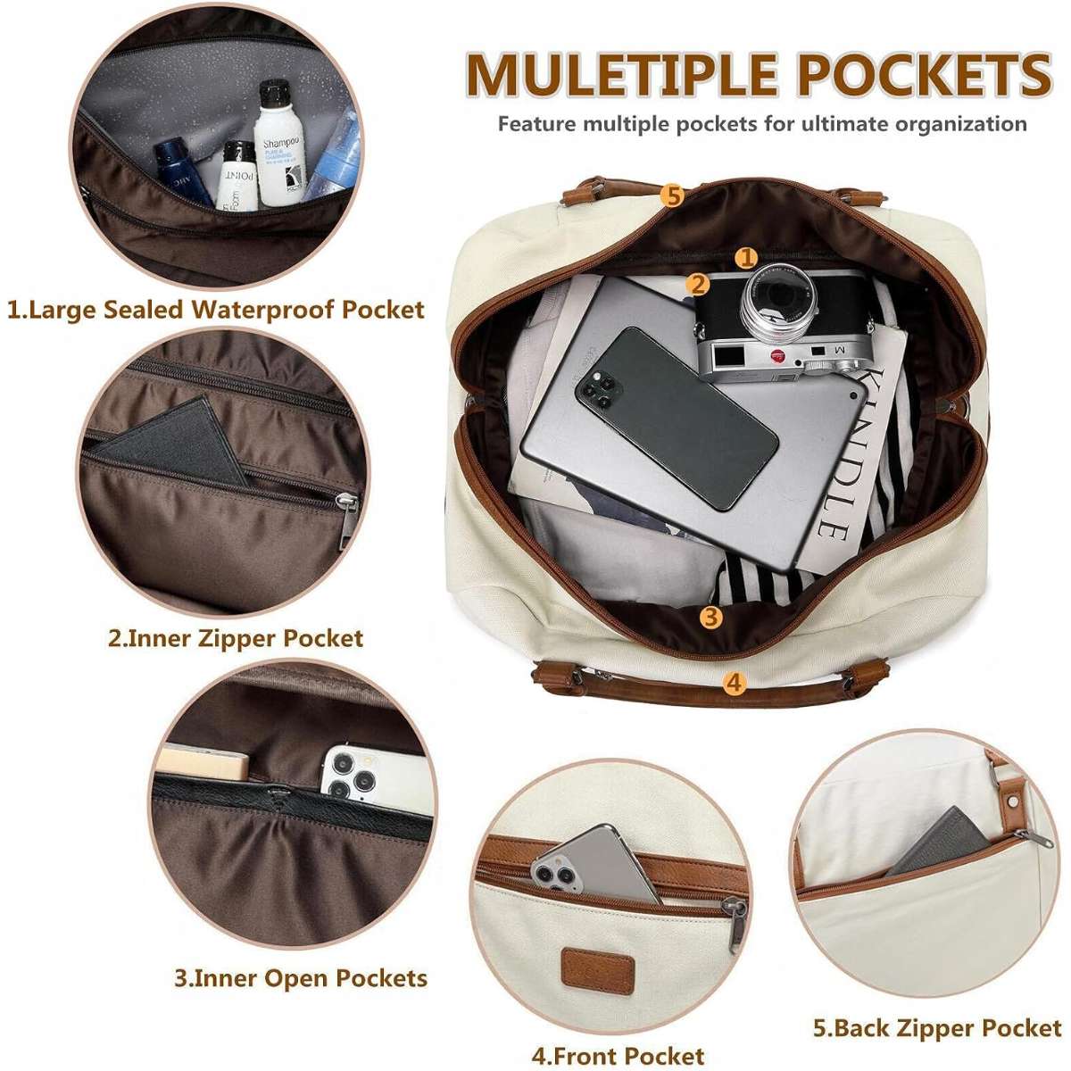 Wogarl 4PCS Women's Weekend Bag Large Bag