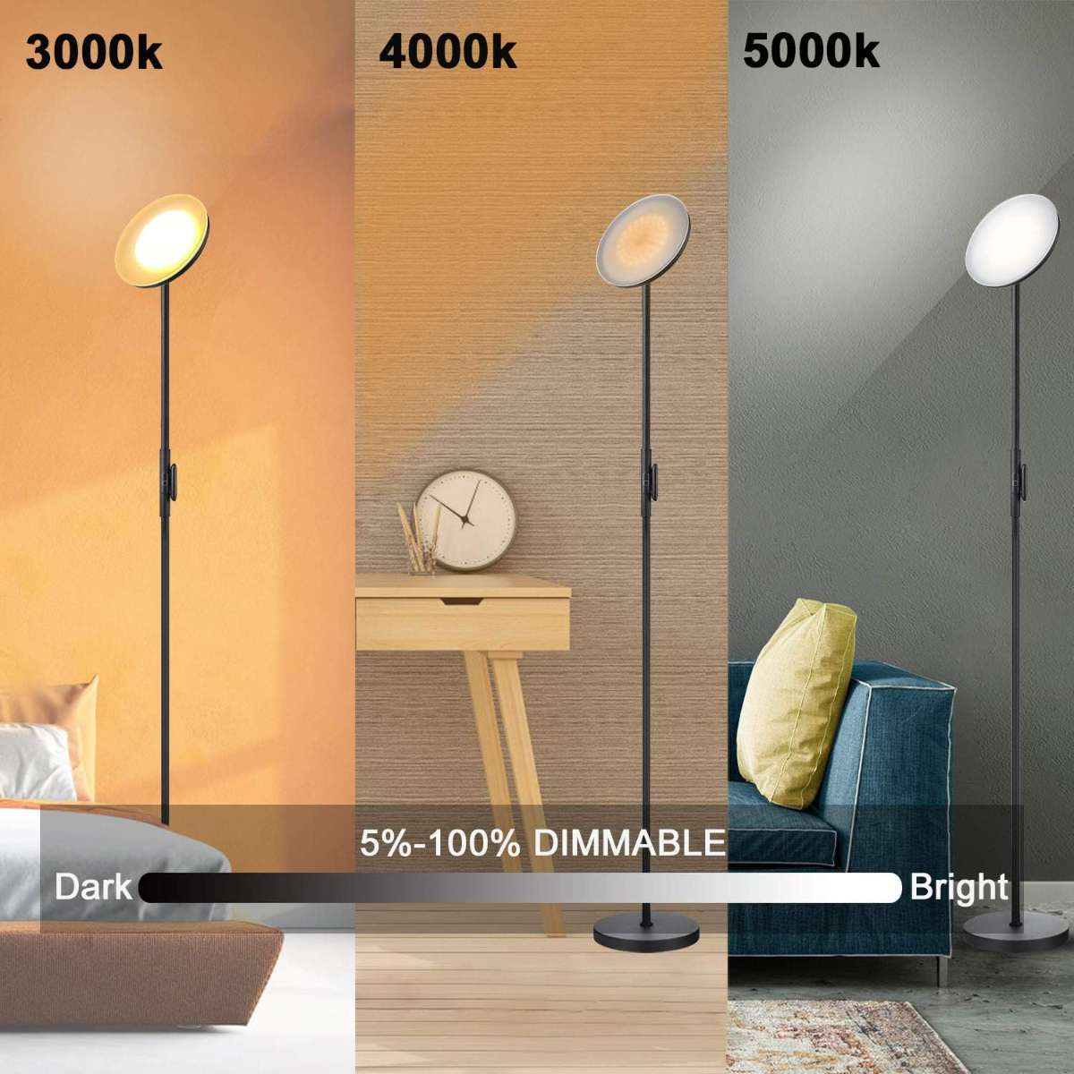 JOOFO Floor Lamp, 30W/2400LM (Black)
