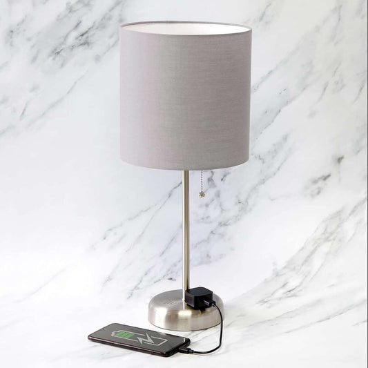 Simple Design LT2024-GRY Table Lamp with Grey Shade