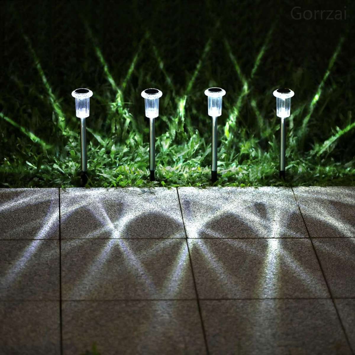 Solar Path Light 10 Pack Solar Outdoor Light, (Cool White)